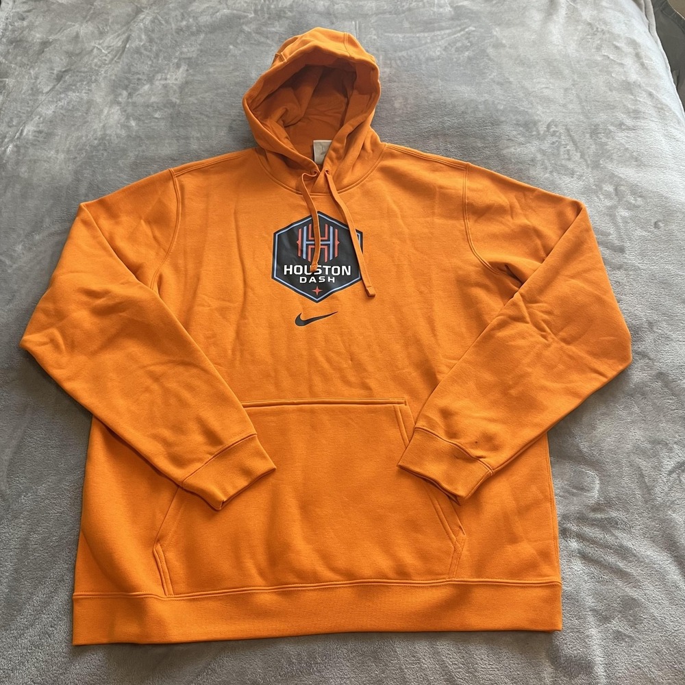 Houston Dash Hoodie Mens Large Orange Soccer Nike Club Fleece Pullover NWSL